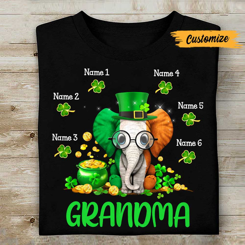 Personalized St Patricks Day Mom Grandma Elephant T Shirt NO.2 CTM Youth Custom - Printyourwear