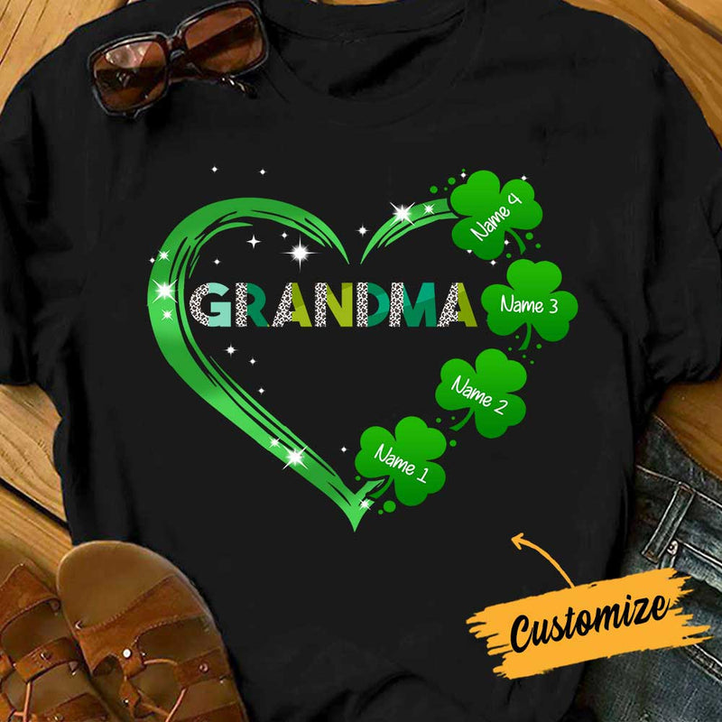 Personalized St Patricks Day Mom Grandma T Shirt Shamrock Style CTM Youth Custom - Printyourwear