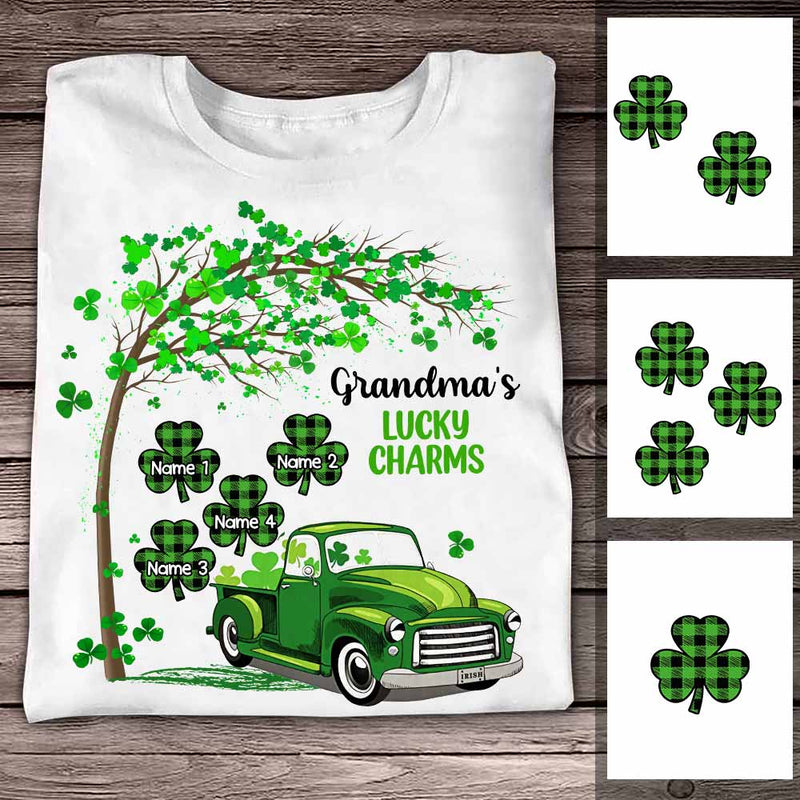 Personalized St Patricks Day Mom Grandma T Shirt Shamrock Truck CTM Youth Custom - Printyourwear