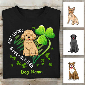 Personalized St Patricks Day Dog T Shirt Not Lucky Simply Blessed CTM Youth Custom - Printyourwear