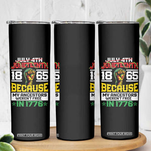 1865 Juneteenth Skinny Tumbler Because My Ancestors Weren't Free In 1776 TB09 Print Your Wear