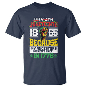 1865 Juneteenth T Shirt Because My Ancestors Weren't Free In 1776 TS09 Navy Print Your Wear