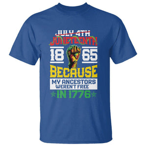 1865 Juneteenth T Shirt Because My Ancestors Weren't Free In 1776 TS09 Royal Blue Print Your Wear