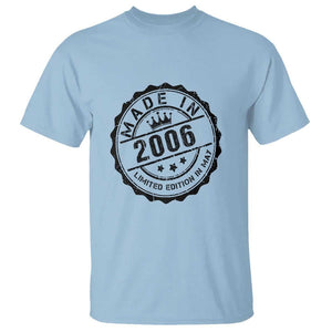 18th Birthday T Shirt Made In 2006 Limited Edition In May 18 Years Old Kid TS11 Light Blue Print Your Wear