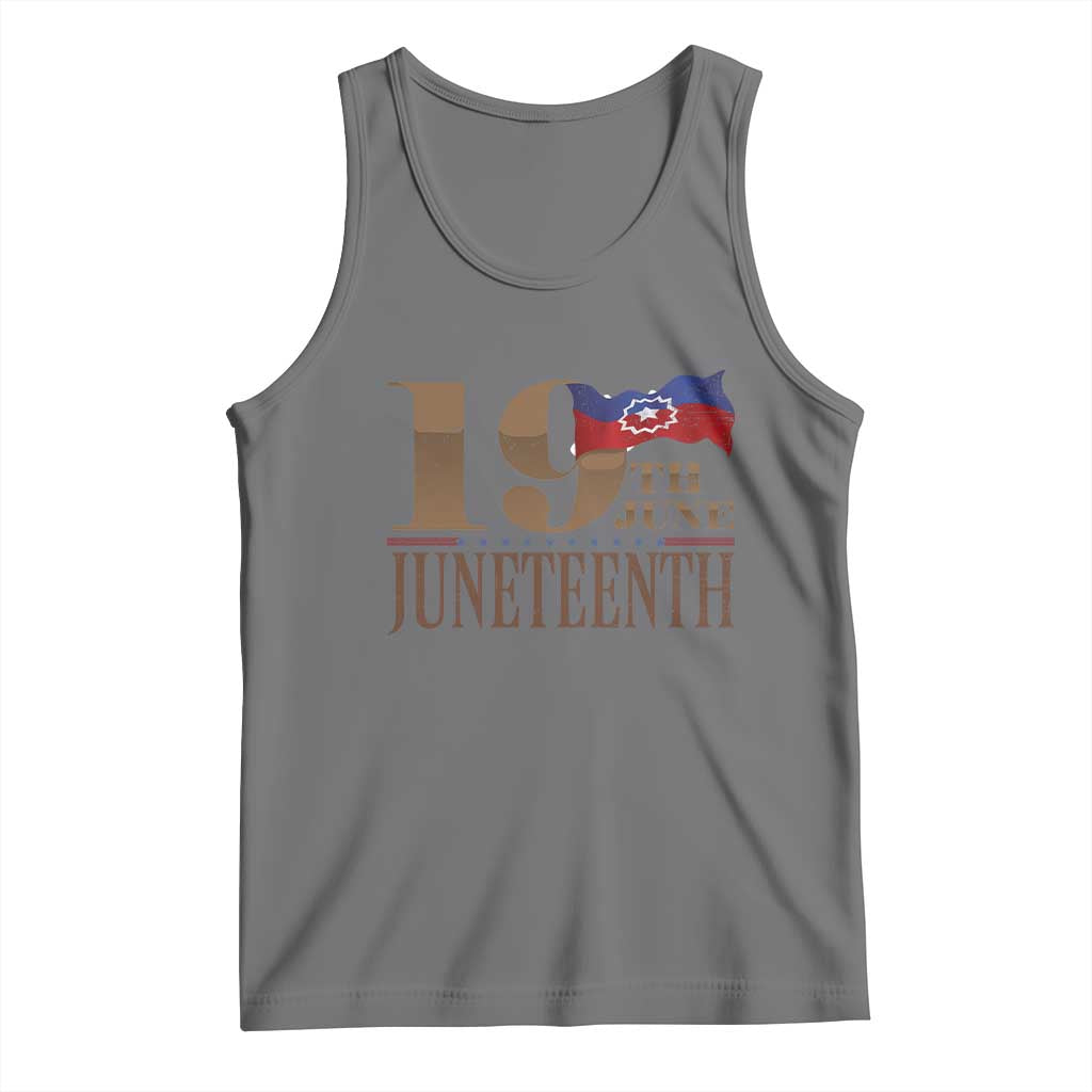 19th June Juneteenth Freedom Day Tank Top Juneteenth Flag TS11 Black Heather Print Your Wear