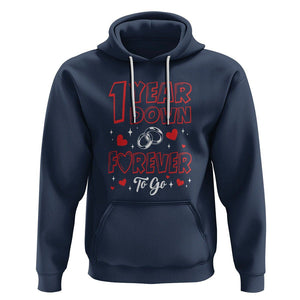 1st Wedding Anniversary Hoodie 1 Year Down Forever To Go Marriage Couple TS09 Navy Printyourwear