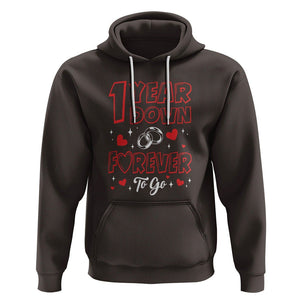 1st Wedding Anniversary Hoodie 1 Year Down Forever To Go Marriage Couple TS09 Dark Chocolate Printyourwear