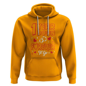 1st Wedding Anniversary Hoodie 1 Year Down Forever To Go Marriage Couple TS09 Gold Printyourwear