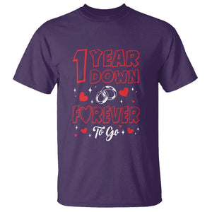 1st Wedding Anniversary T Shirt 1 Year Down Forever To Go Marriage Couple TS09 Purple Printyourwear