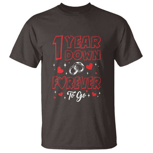 1st Wedding Anniversary T Shirt 1 Year Down Forever To Go Marriage Couple TS09 Dark Chocolate Printyourwear