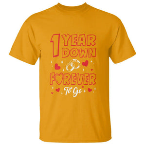 1st Wedding Anniversary T Shirt 1 Year Down Forever To Go Marriage Couple TS09 Gold Printyourwear