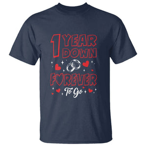 1st Wedding Anniversary T Shirt 1 Year Down Forever To Go Marriage Couple TS09 Navy Printyourwear