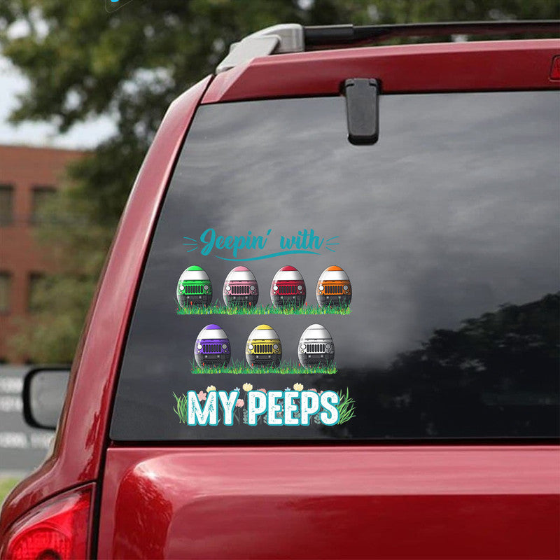 Personalized Jeep Decal Easter Day Jeepin With My Peeps , CTM package 13x13cm Custom - Printyourwear