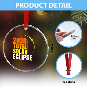 2026 Total Solar Eclipse August 12 Crystal Glass Ornament Totality Modern Space Graphic TS02 Print Your Wear