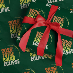 2026 Total Solar Eclipse August 12 Wrapping Paper Roll Totality Modern Space Graphic TS02 Green Print Your Wear