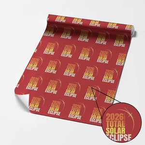 2026 Total Solar Eclipse August 12 Wrapping Paper Roll Totality Modern Space Graphic TS02 Red Print Your Wear