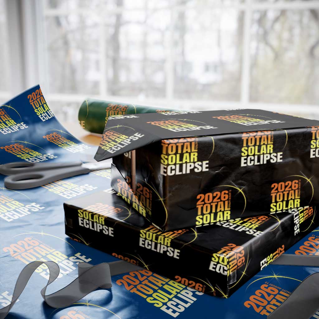 2026 Total Solar Eclipse August 12 Wrapping Paper Roll Totality Modern Space Graphic TS02 Black Print Your Wear