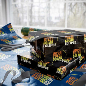 2026 Total Solar Eclipse August 12 Wrapping Paper Roll Totality Modern Space Graphic TS02 Black Print Your Wear