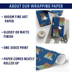 2026 Total Solar Eclipse August 12 Wrapping Paper Roll Totality Modern Space Graphic TS02 Print Your Wear