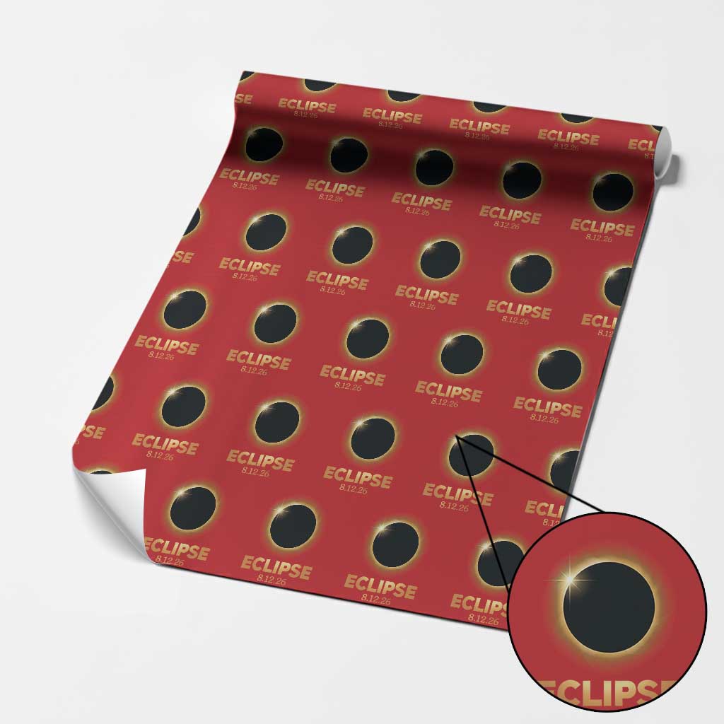 2026 Total Solar Eclipse Wrapping Paper Roll August 12 Totality Astronomy Souvenir TS02 Red Print Your Wear