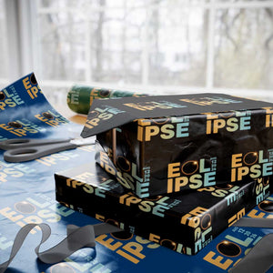 2026 Total Solar Eclipse Retro Typography Wrapping Paper Roll August 12 Totality Astronomy Gift TS02 Black Print Your Wear