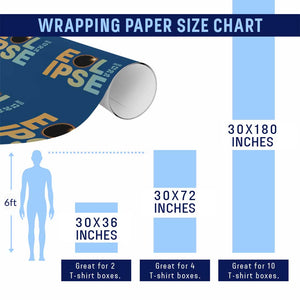 2026 Total Solar Eclipse Retro Typography Wrapping Paper Roll August 12 Totality Astronomy Gift TS02 Print Your Wear