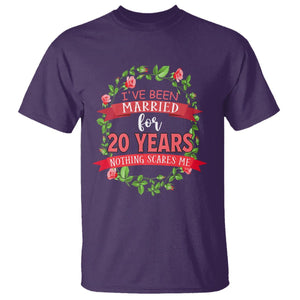 20th Wedding Anniversary T Shirt Marriaged For 20 Years Nothing Scares Me TS09 Purple Printyourwear