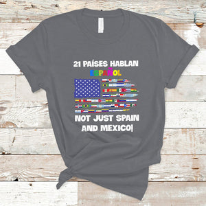 21 Paises Hablan Espanol Spanish Hispanic Heritage Month T Shirt TS02 Charcoal Printyourwear