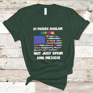 21 Paises Hablan Espanol Spanish Hispanic Heritage Month T Shirt TS02 Dark Forest Green Printyourwear