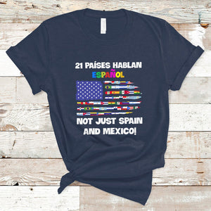 21 Paises Hablan Espanol Spanish Hispanic Heritage Month T Shirt TS02 Navy Printyourwear