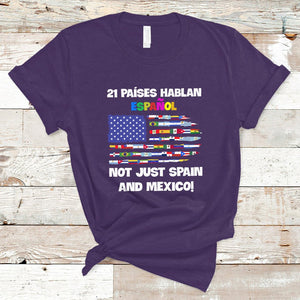 21 Paises Hablan Espanol Spanish Hispanic Heritage Month T Shirt TS02 Purple Printyourwear