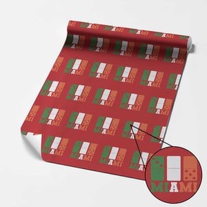 305 Miami Wrapping Paper Roll Three Zero Five Domino TS10 Red Print Your Wear