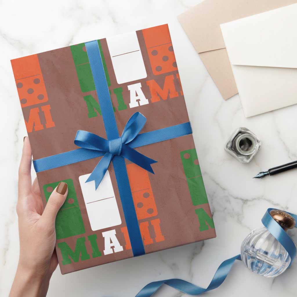305 Miami Wrapping Paper Roll Three Zero Five Domino TS10 Mocha Print Your Wear