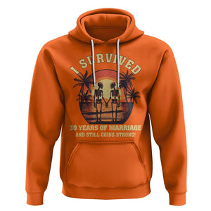 30th Wedding Anniversary Hoodie I Survived 30 Years Of Marriage And Still Going Strong Skeleton Couple Hold Hand TS09 Orange Printyourwear