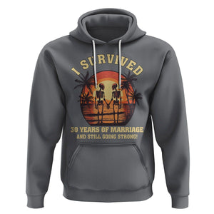 30th Wedding Anniversary Hoodie I Survived 30 Years Of Marriage And Still Going Strong Skeleton Couple Hold Hand TS09 Charcoal Printyourwear