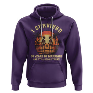 30th Wedding Anniversary Hoodie I Survived 30 Years Of Marriage And Still Going Strong Skeleton Couple Hold Hand TS09 Purple Printyourwear