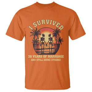 30th Wedding Anniversary T Shirt I Survived 30 Years Of Marriage And Still Going Strong Skeleton Couple Hold Hand TS09 Orange Printyourwear