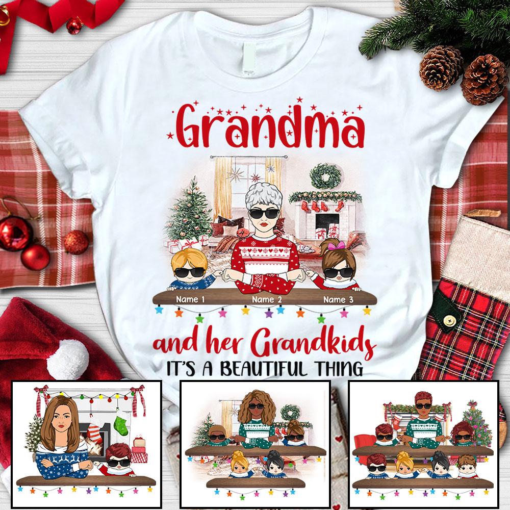 Custom JP Shirt Grandma and Her Grandkids Its A Beautiful Thing, Funny Grandma Shirt CTM Youth Custom - Printyourwear