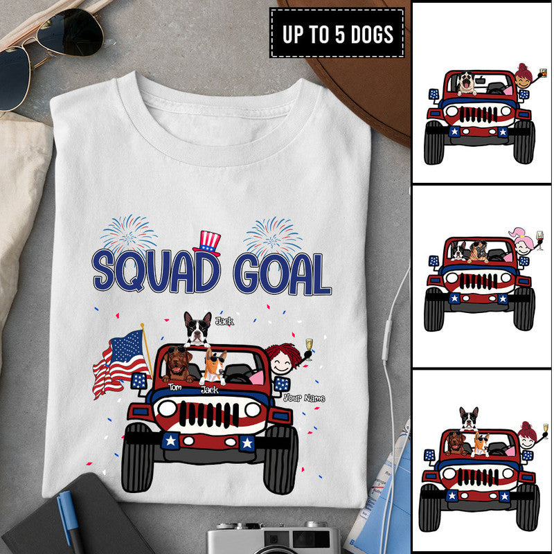 Custom Jeep Shirt Squad Goal 4th Of July Jeep and Girl Dog CTM Youth Custom - Printyourwear