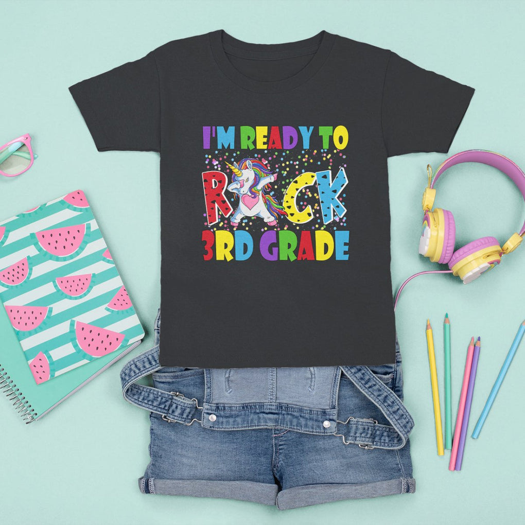 3rd Grade T Shirt For Kid I'm Ready To Rock Third Grade Student Back To School Unicorn TS02 Purple Printyourwear