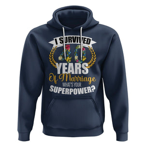 40th Wedding Anniversary Hoodie I Survived 40 Years Of Marriage What's Your Superpower? TS09 Navy Printyourwear