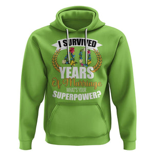 40th Wedding Anniversary Hoodie I Survived 40 Years Of Marriage What's Your Superpower? TS09 Lime Printyourwear