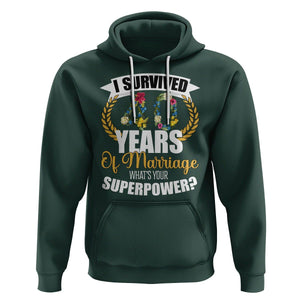 40th Wedding Anniversary Hoodie I Survived 40 Years Of Marriage What's Your Superpower? TS09 Dark Forest Green Printyourwear