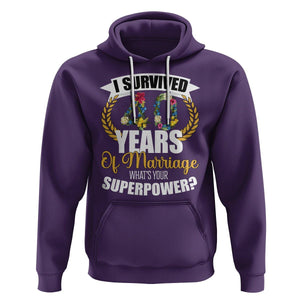 40th Wedding Anniversary Hoodie I Survived 40 Years Of Marriage What's Your Superpower? TS09 Purple Printyourwear