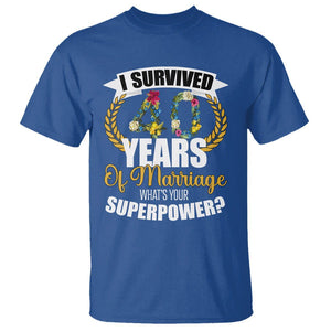 40th Wedding Anniversary T Shirt I Survived 40 Years Of Marriage What's Your Superpower? TS09 Royal Blue Printyourwear