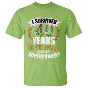 40th Wedding Anniversary T Shirt I Survived 40 Years Of Marriage What's Your Superpower? TS09 Lime Printyourwear