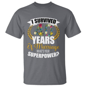 40th Wedding Anniversary T Shirt I Survived 40 Years Of Marriage What's Your Superpower? TS09 Charcoal Printyourwear