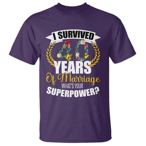 40th Wedding Anniversary T Shirt I Survived 40 Years Of Marriage What's Your Superpower? TS09 Purple Printyourwear