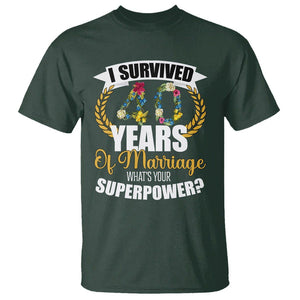 40th Wedding Anniversary T Shirt I Survived 40 Years Of Marriage What's Your Superpower? TS09 Dark Forest Green Printyourwear