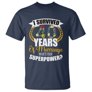 40th Wedding Anniversary T Shirt I Survived 40 Years Of Marriage What's Your Superpower? TS09 Navy Printyourwear